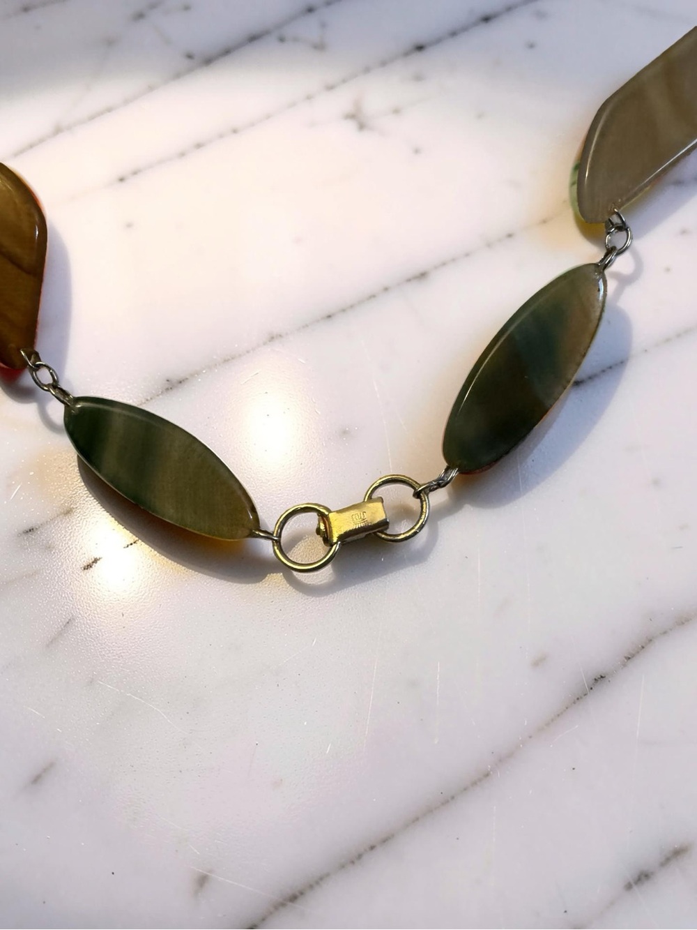 Signed Vintage Asymmetrical Agate Gemstone Necklace - Picture 4 of 5